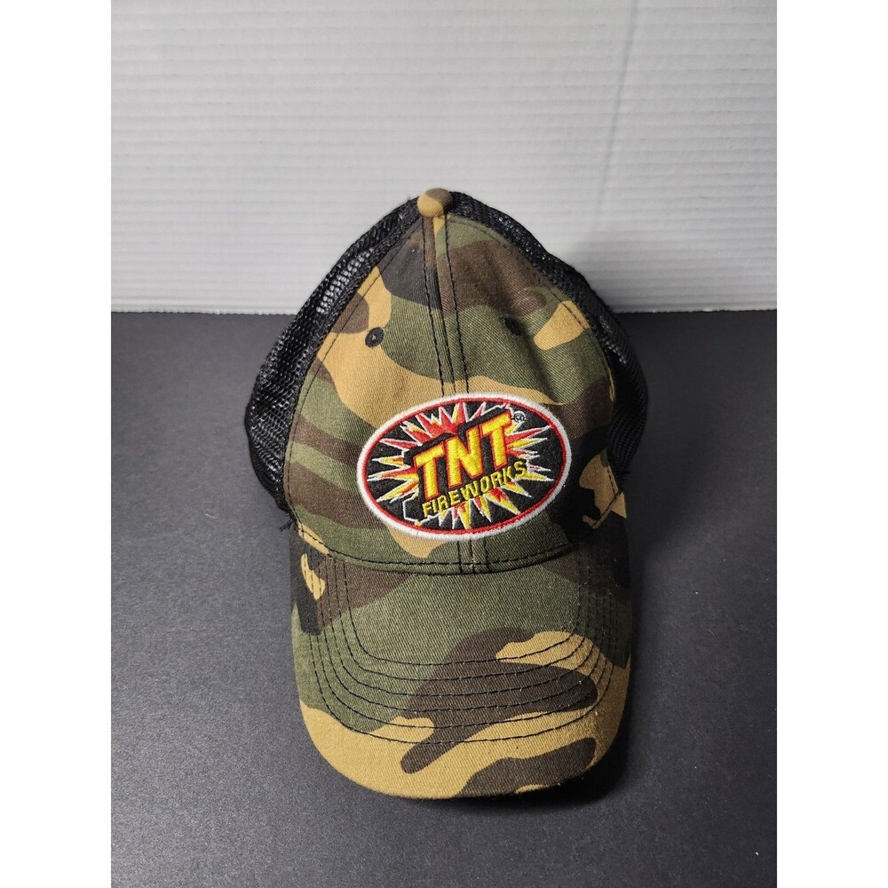 TNT Fireworks Trucker Baseball Cap Hat One Size Hook And Latch Camouflage